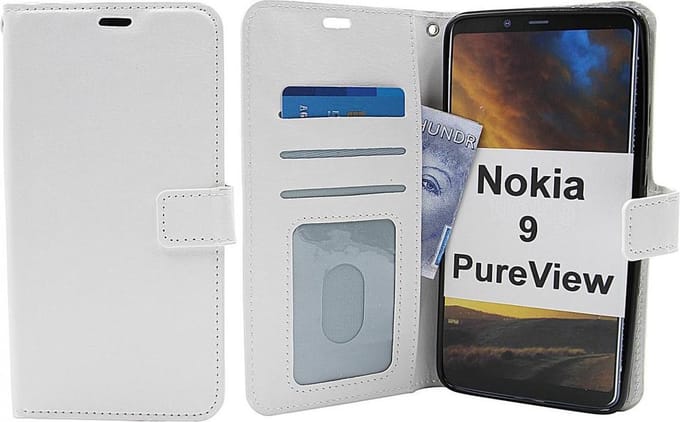 Bookcase Geschikt voor: Nokia 9 PureView - Wit - portemonee hoesje