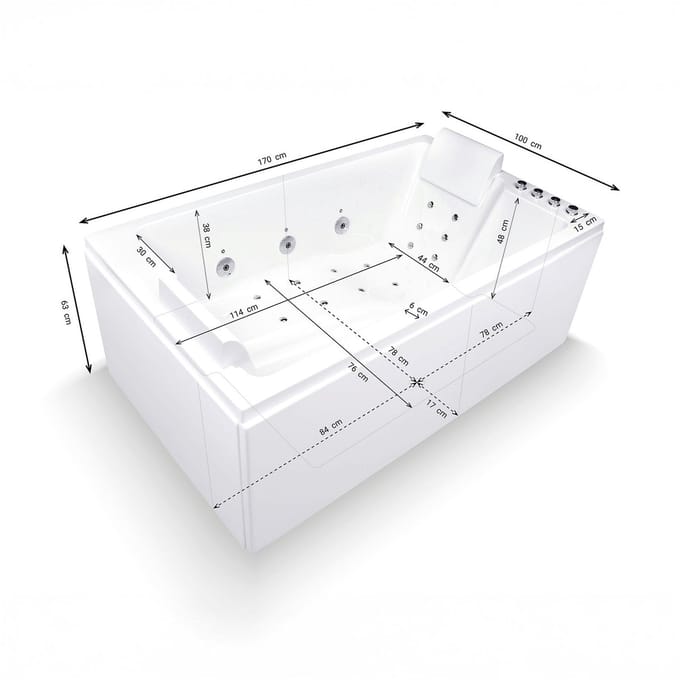 SPALINA - Whirlpool bad - Cetana duo Wave, 170 x100 x63 cm, Wit