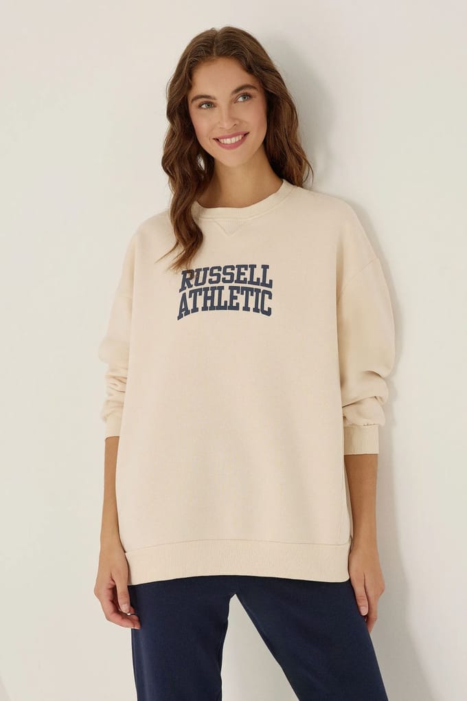 Overmaat Geprinte Rundhals Sweatshirt
