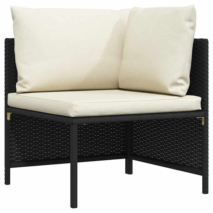 vidaXL Hoekbank sectioneel met kussens poly rattan zwart