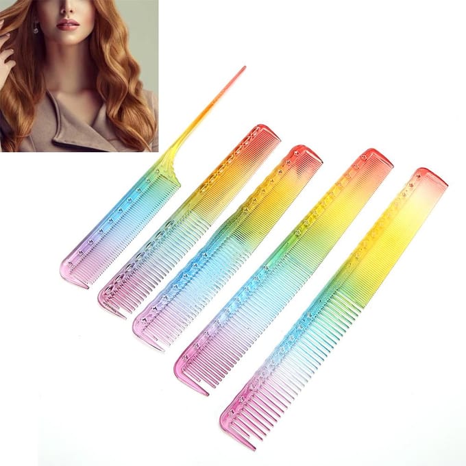 5 pcs Peignes de Coupe de Cheveux Professionnels Peignes de Coiffure pour Salon Salon de Coiffure white
