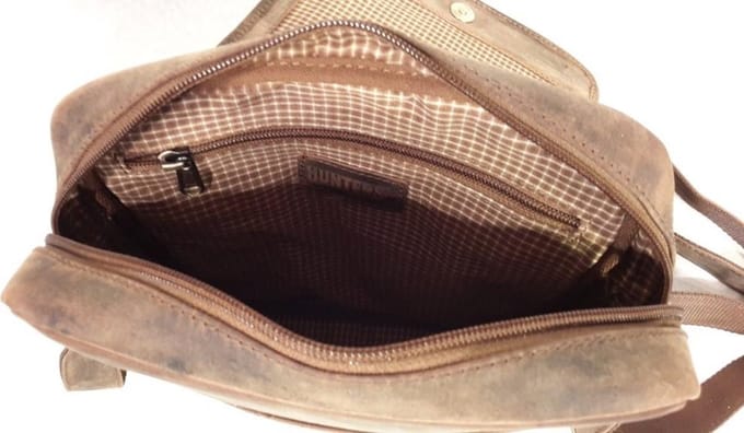 Hunters leren crossbody tas bruin