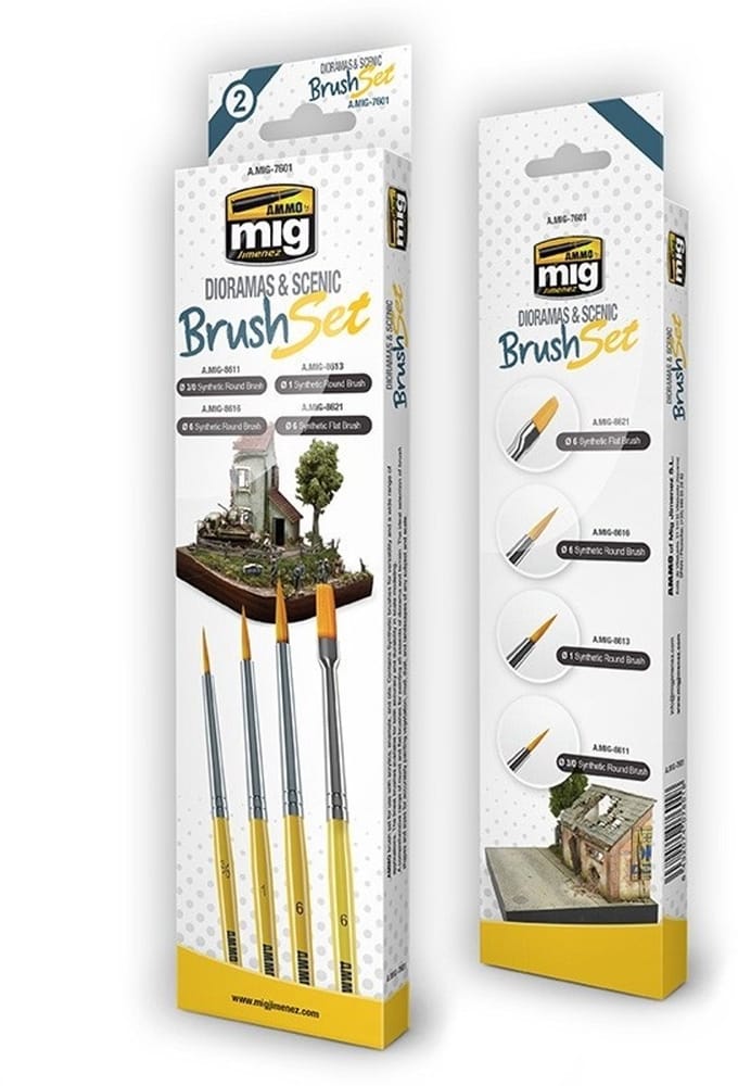 AMMO by Mig Jimenez Hobbypenseel - MIG 7601 Dioramas - Scenic Brush Set Penseel
