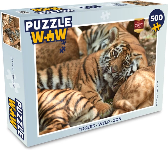 Puzzel Tijgers - Welp - Zon - Legpuzzel - Puzzel 500 stukjes