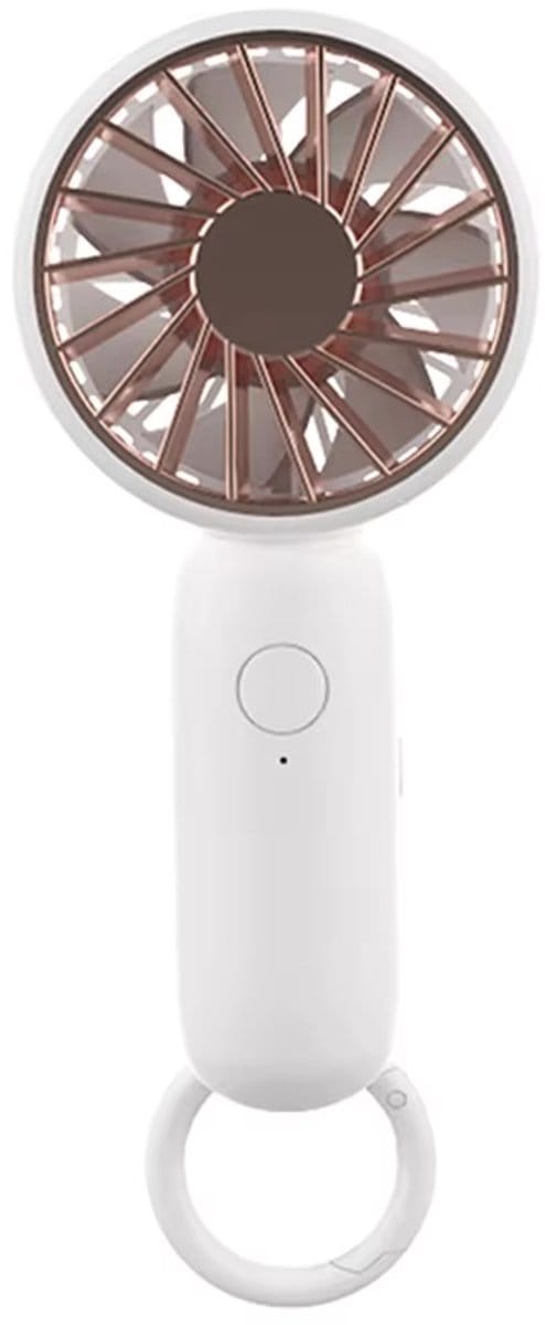 Zirkle Draagbare USB Ventilator – Oplaadbare Mini Handventilator met Karabijnhaak – Compacte Bureauventilator voor Kantoor, Reizen, Festival & Onderweg – Wit