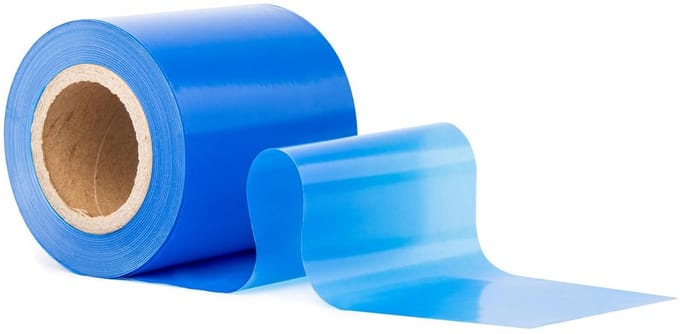 Flatterband Blauw 50 m x 70 mm - Niet-Klevend LDPE Afsluitband