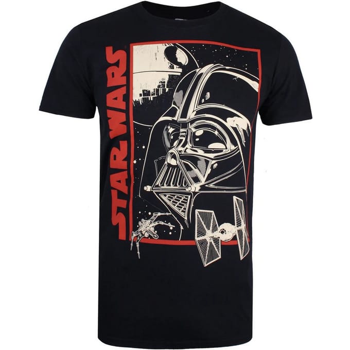 Star Wars Heren Darth Vader Poster T-shirt (Zwart/Rood/Crème)
