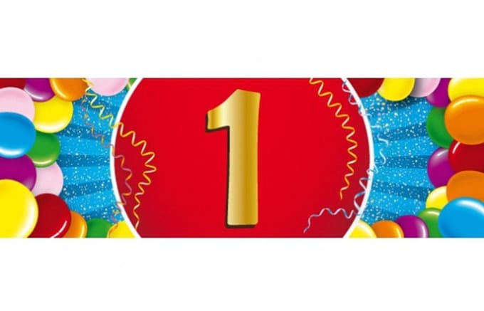 1 jaar leeftijd sticker - 19 x 6 cm - verjaardag - jubileum - versiering