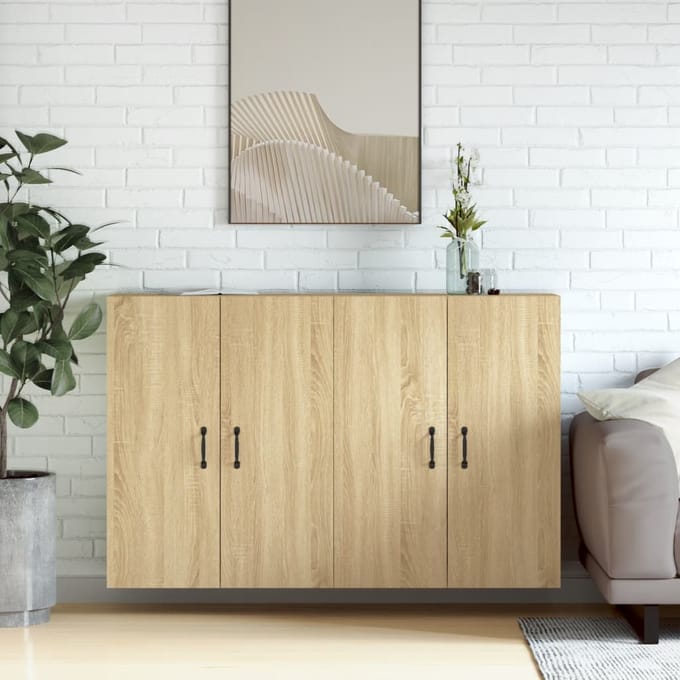 vidaXL - Hangkasten - 2 - st - bewerkt - hout - sonoma - eikenkleurig