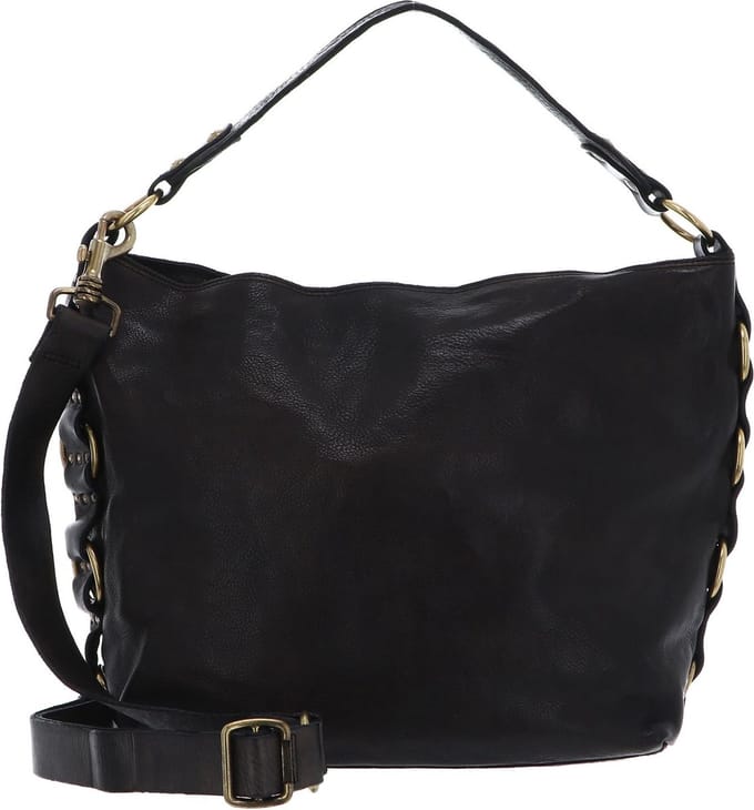 CAMPOMAGGI Leren Schoudertas Demetra Shoulder Bag Grigio Donkergrijs