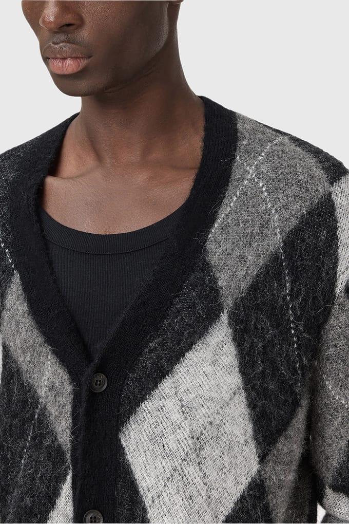 AllSaints Bower Cardigan Black/white Taglia: L | Giacche Outlet | Uomo | Nero