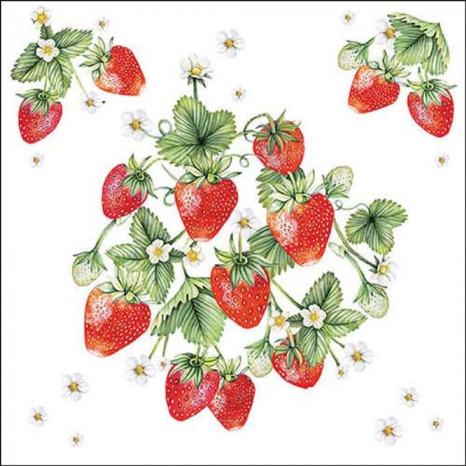 Lunch Servetten Bunch of strawberries - Ambiente - 33x33 cm
