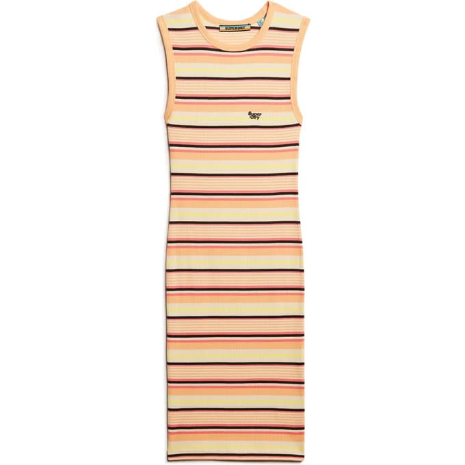 Superdry - Geribde, aansluitende midi-jurk - Dames - Jurken
