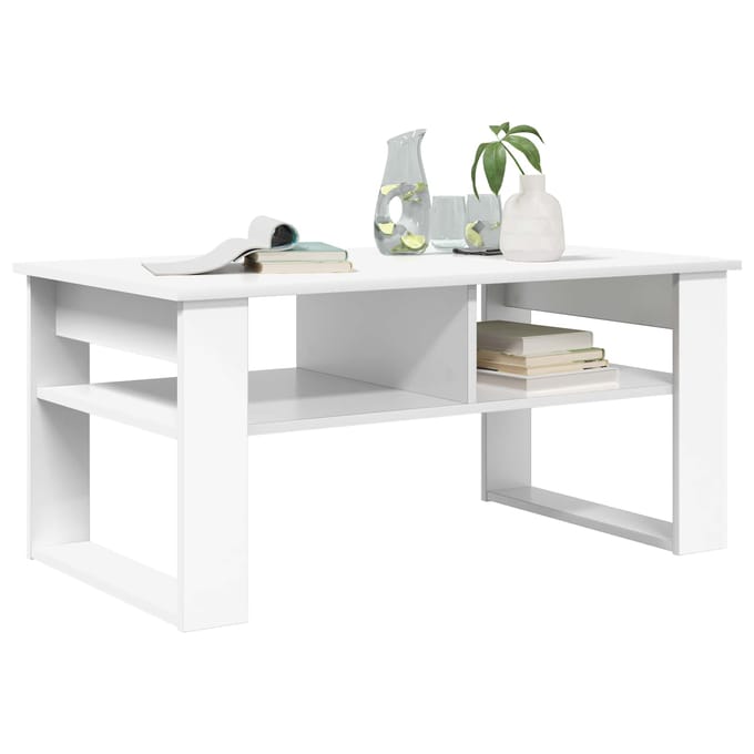 vidaXL - Salontafel - Wit - 96 - x - 54 - x - 44 - cm - Bewerkt - hout