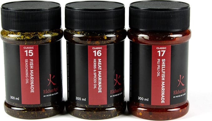 EldurApi Marinade Set - 3-Delig - Vleesmarinade - Vismarinade - Schaaldierenmarinade - Oliebasis - BBQ Marinade