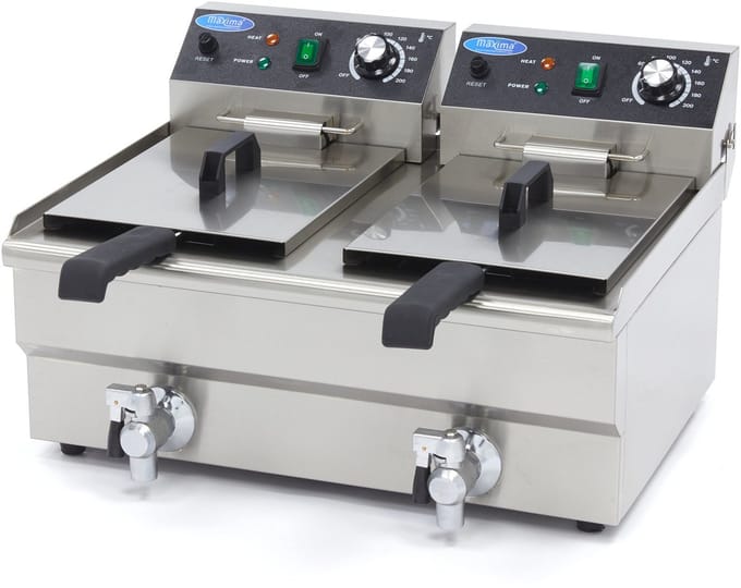 Frituurpan - 2x 10 L - 2 Manden - met Tapkraan