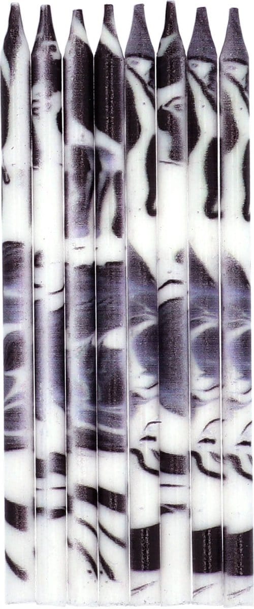 Folat - Kaarsjes marmer zwart 10 cm (24 stuks)