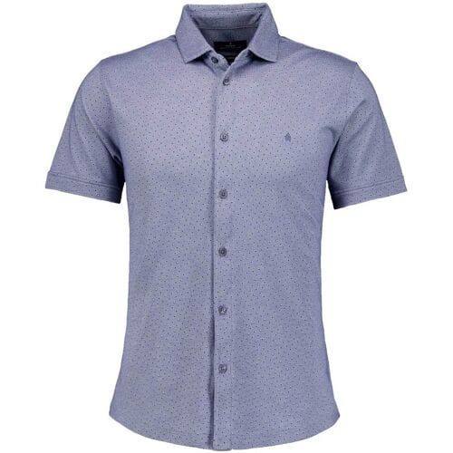 Ragman Overhemd Soft Knit Fine Polka Dot Pima Cotton Fabric Mix Duivenblauw / male