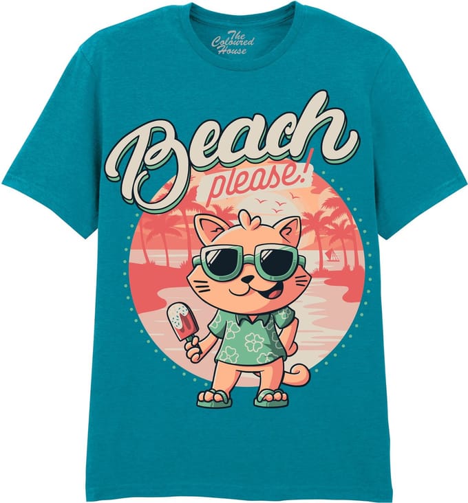 Beach Please - Cat The Coloured House T-shirt M
