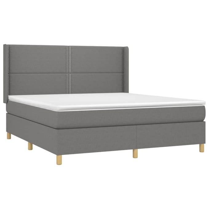 vidaXL - Boxspring - met - matras - stof - donkergrijs - 180x200 - cm