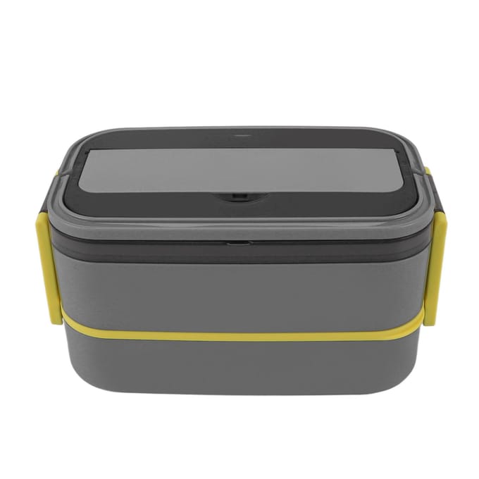 Lunchbox Dubbele Laag Magnetronbestendig Lekdicht Roestvrij Staal Draagbaar Verdeeld Bento Box voor White gray