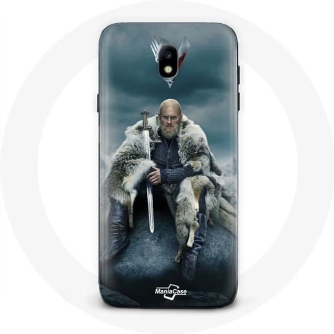 Coque - Vikings - Galaxy J3 2017 - Souple - Gris - Ragnar Lothbrok logo V Epée gris