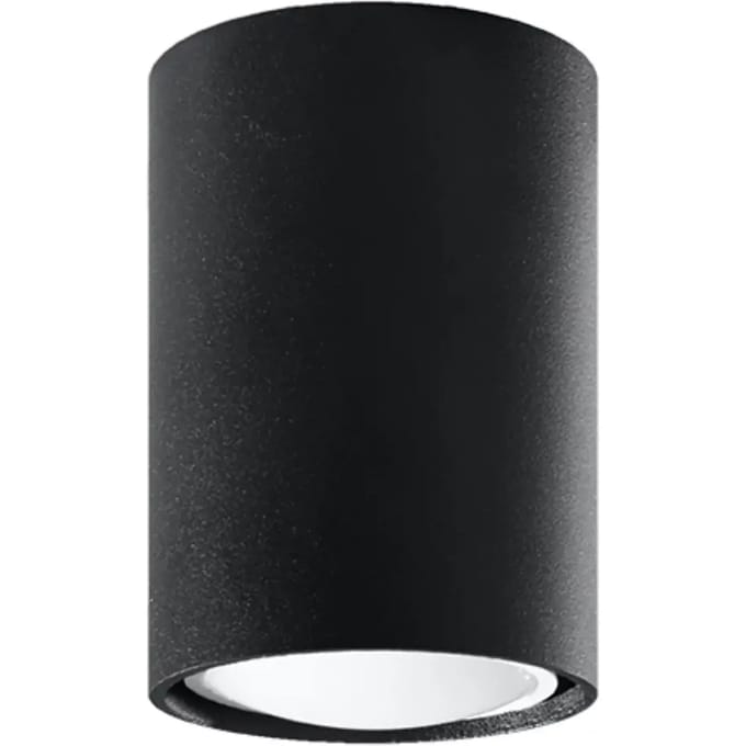 Plafondlamp LAGOS 10 compacte cilindrische opbouwspot - Sollux Lighting - IP20 - Zwart staal behuizing - 6 x 6 x 10 cm - 1 x GU10 LED, exclusief lichtbron - Max. 10 W - Moderne plafondlamp voor gang, hal en woonkamer