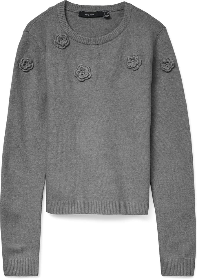 Vero Moda Trui Vmrose Ls O-neck Pullover Boo 10331434 Medium Grey Melange Dames Maat - XS