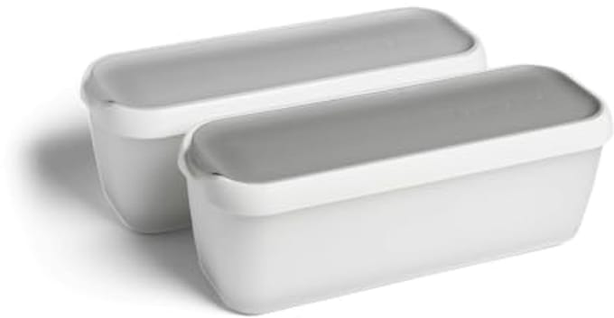 Set van 2 IJs Containers 1L - BPA-vrij, Ruimtebesparende Bewaarpotten voor IJs