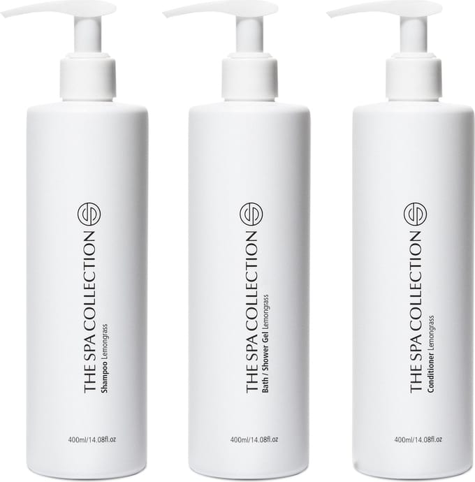 The Spa Collection Lemongrass - Shampoo + Conditioner + Body Wash - Milde formulering - 400 ml pompfles - Set van 3 stuks