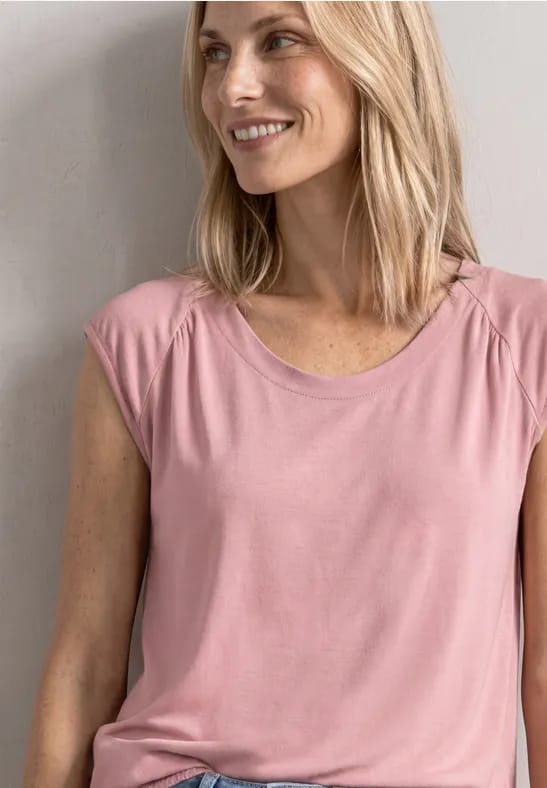 Shirt met afhangende schouders en elastische zoom