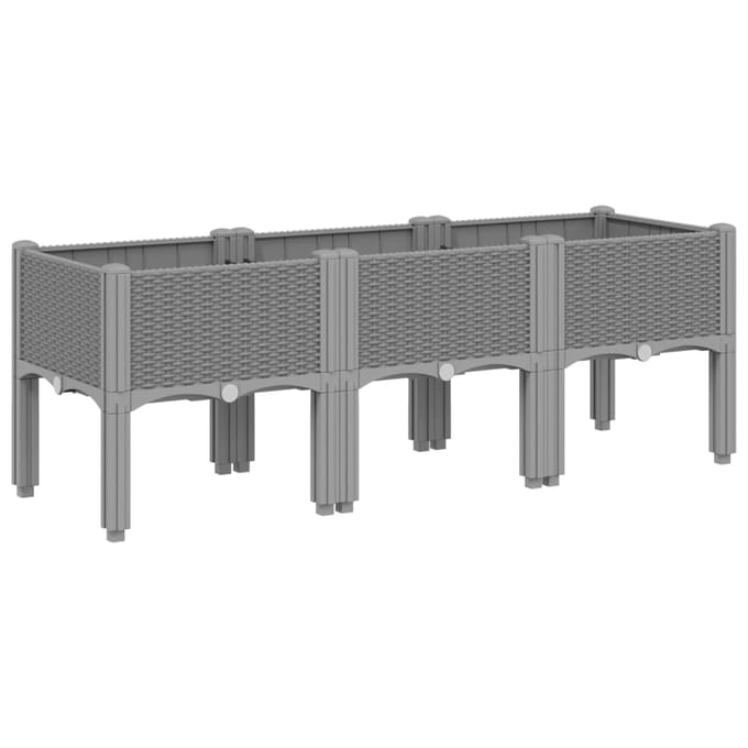 vidaXL - Plantenbak - met - poten - 120x40x42 - cm - polypropeen - lichtgrijs