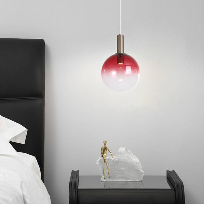 Searchlight Hanglamp Ombre, bolvormig, rood/wit, Ø 30 cm, glas
