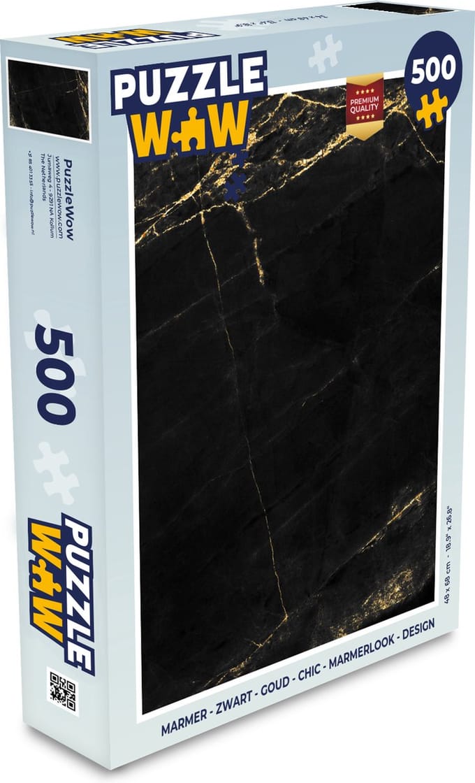 Puzzel Marmer look - Luxe - Zwart - Goud - Legpuzzel - Puzzel 500 stukjes