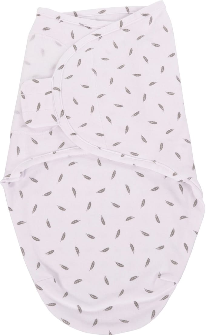 Bo Jungle - Inbakerdoek - Inbakerslaapzak - Swaddle - 0-4 maanden - Wrap Grey Feathers / Veertjes Small - Grijs