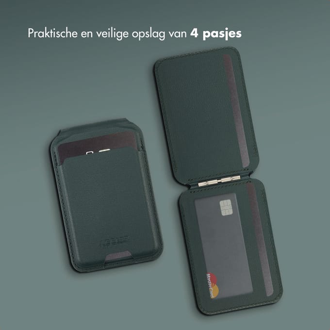 Accezz Leren Wallet met standaard - Geschikt voor MagSafe en Qi2 - Cedar Green