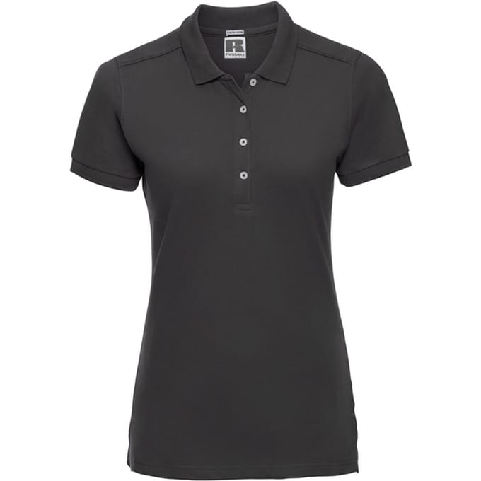 Russell Dames/Dames Stretch Fitted Poloshirt (Zwart)