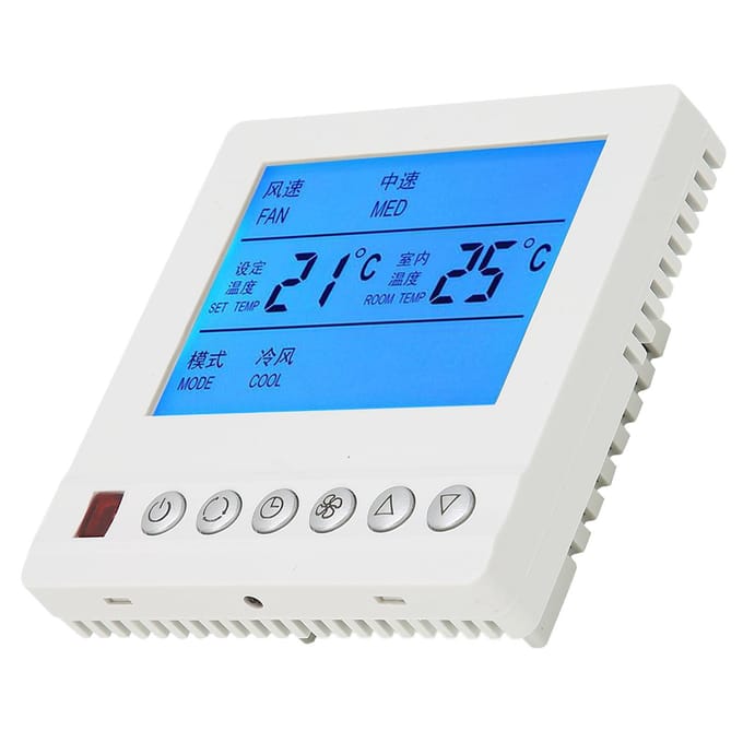 AC220V Slimme Thermostaat Centrale Airconditioning Watertemperatuur Drie-snelheden Schakelaar Thermostaat voor blue