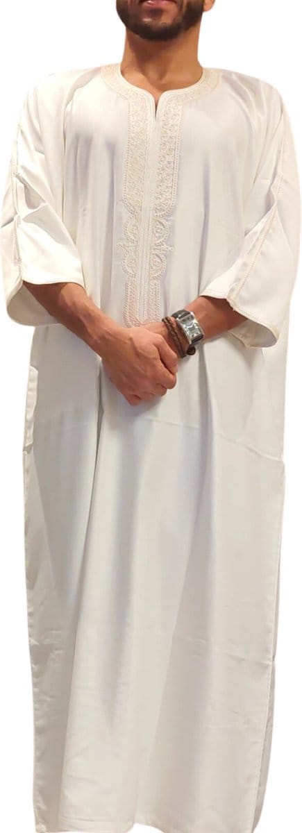 Wit Kandora Qamis Abaya - Marokkaanse traditionele Djellaba/kandoura