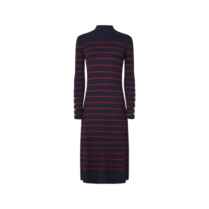 Pepe Jeans Harlem Midi-jurk Met Lange Mouwen Blauw S Vrouw
