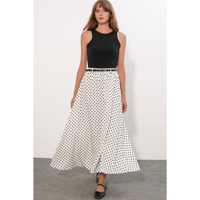 Hoge Taille Polkadot Maxi Rok