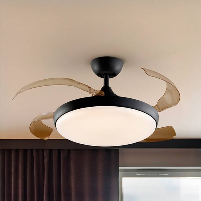 Schuller Valencia LED plafondventilator Venturi zwart/rookkleurig DC Ø 106 cm stil