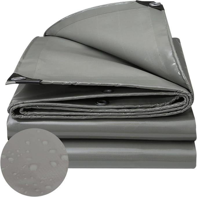 Afdekzeil Waterdicht - Zeil met Ringen - Bescherming Outdoor - Scheurvast Polyethyleen - 1.4 x 3 m - Grijs