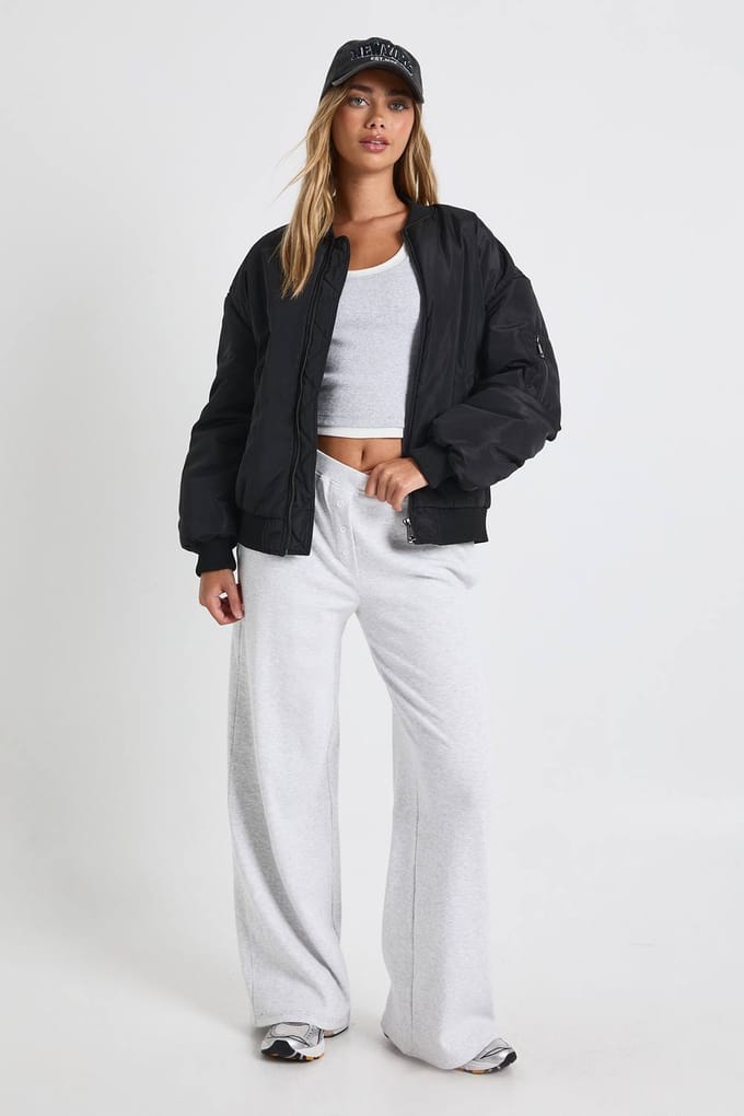 boohoo Dames Oversized Bomberjack | Zwart | Maat: 36