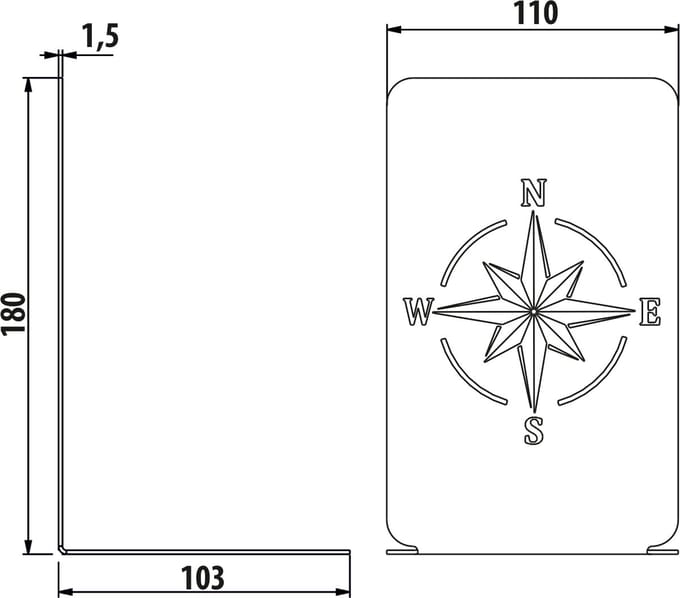 Gamet AD26 Serie - Boekensteun - Róża Wiatrów - Zwart Structuur