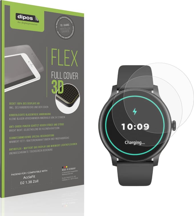 dipos FLEX – 2x Matte Screenprotector geschikt voor AcclaFit D2 1.38 Zoll | Volledige Schermbescherming | Case-Friendly