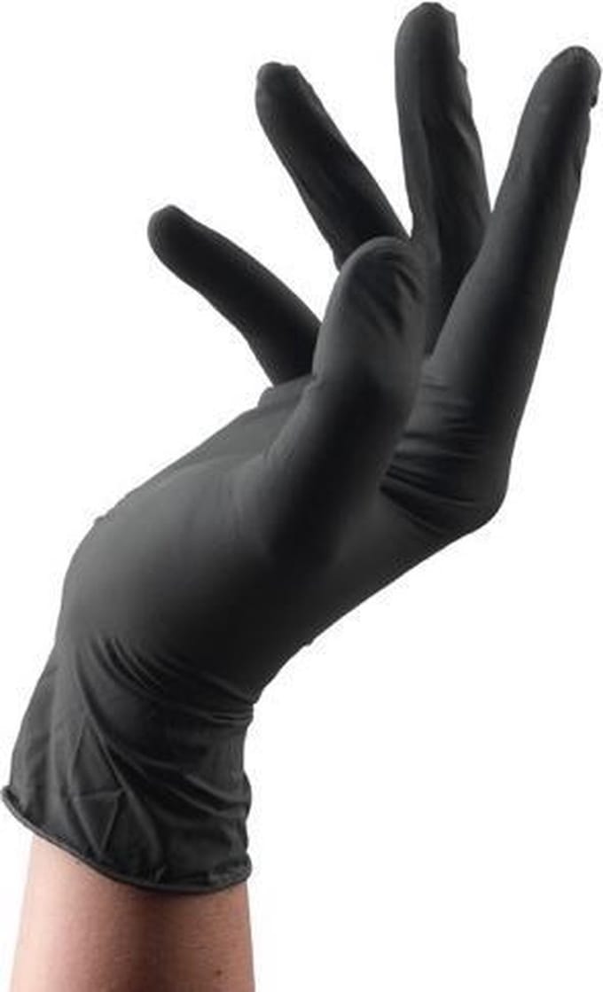 BLACK LATEX HANDSCHOENEN 100 STUKS LARGE