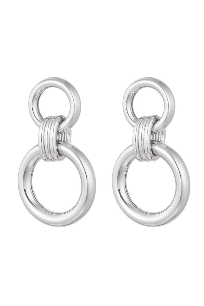 Bijoutheek Oorknoppen 2 Circles Zilver