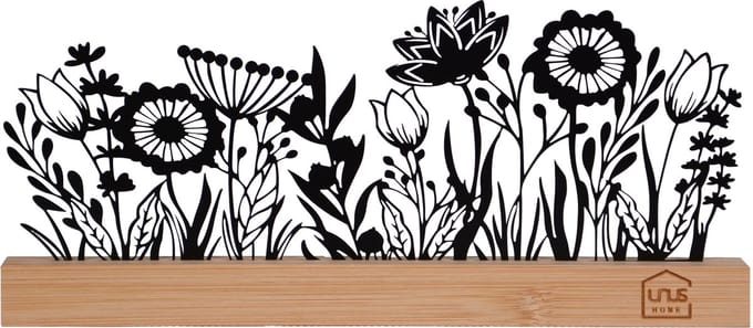 UNUS® Staander decoratieve bloemenweide zomer zwart met bamboevoe