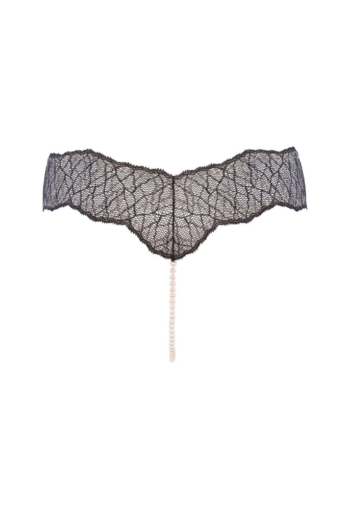 Bracli - Sydney Perlenstring Schwarz - Luxus-Dessous mit Perlenkette Größe Plus